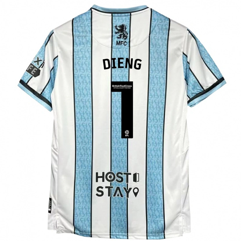 Danxen Kvinder Seny Dieng #1 Hvid Blå Udebane Spillertrøjer 2024/25 Trøje T-Shirt