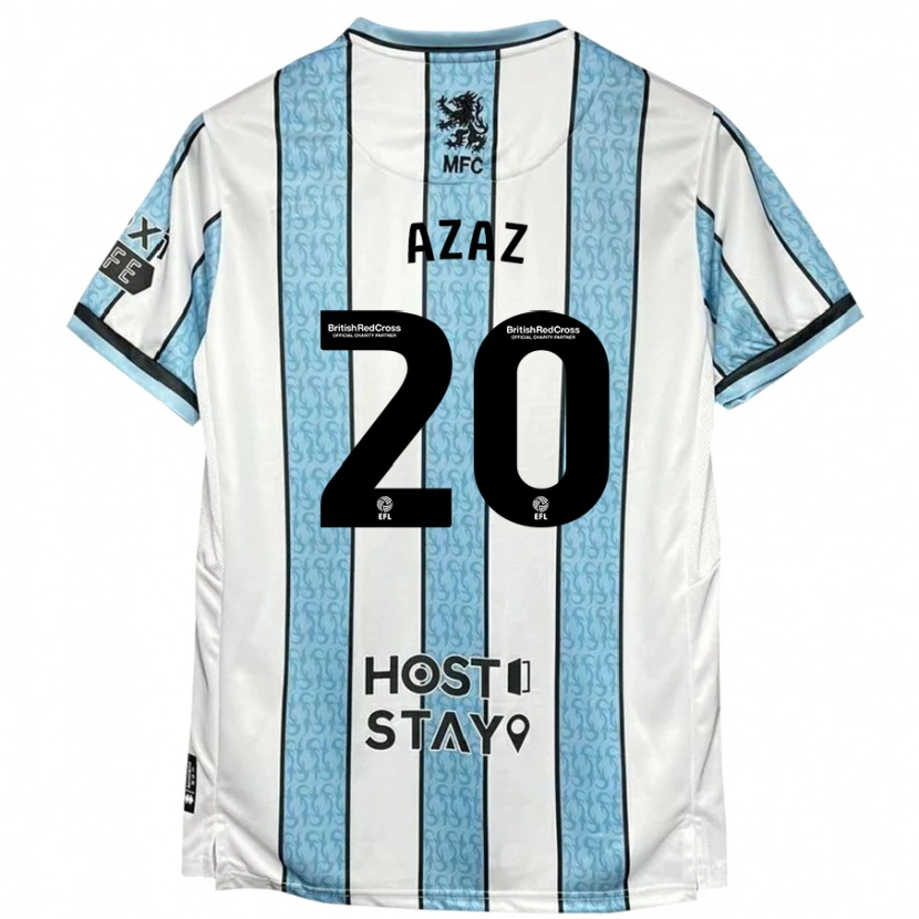 Danxen Kvinder Finn Azaz #20 Hvid Blå Udebane Spillertrøjer 2024/25 Trøje T-Shirt