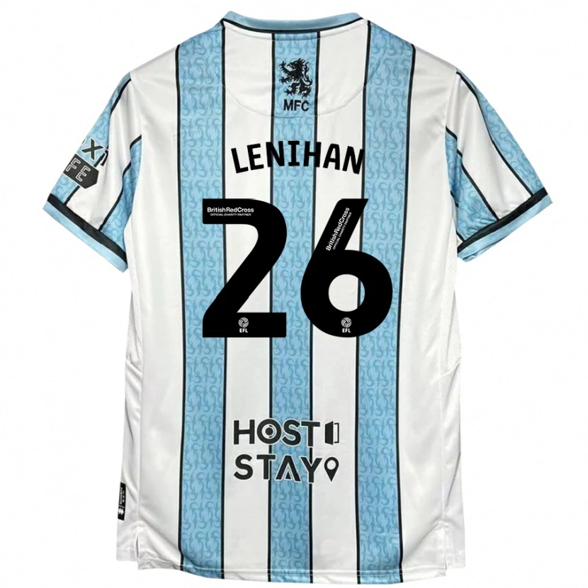 Danxen Kvinder Darragh Lenihan #26 Hvid Blå Udebane Spillertrøjer 2024/25 Trøje T-Shirt