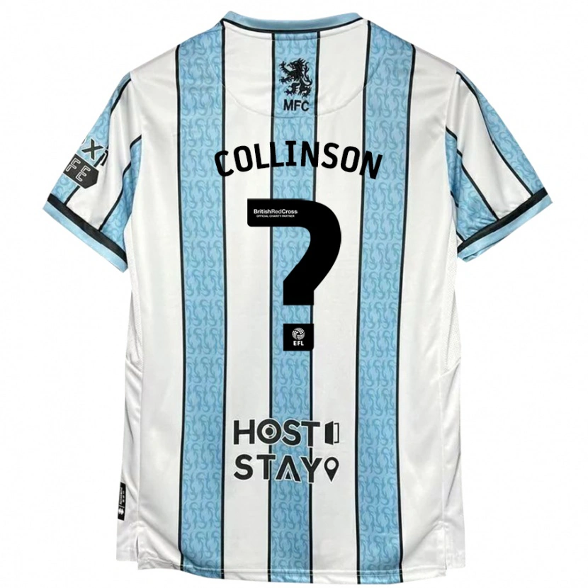 Danxen Kvinder Isaac Collinson #0 Hvid Blå Udebane Spillertrøjer 2024/25 Trøje T-Shirt