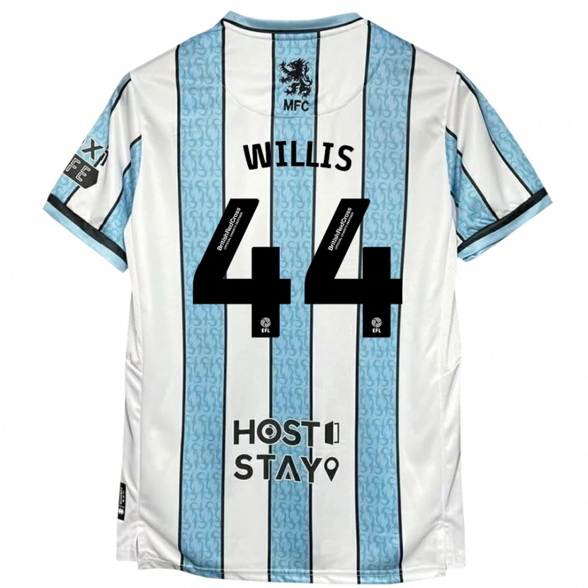 Danxen Kvinder Pharrell Willis #44 Hvid Blå Udebane Spillertrøjer 2024/25 Trøje T-Shirt