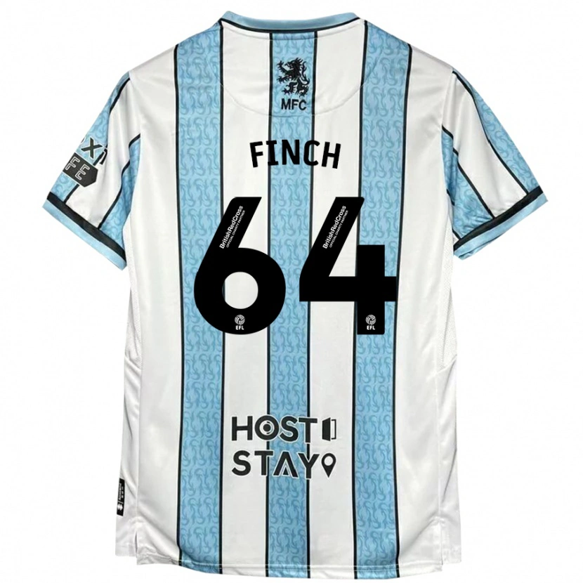 Danxen Kvinder Sonny Finch #64 Hvid Blå Udebane Spillertrøjer 2024/25 Trøje T-Shirt