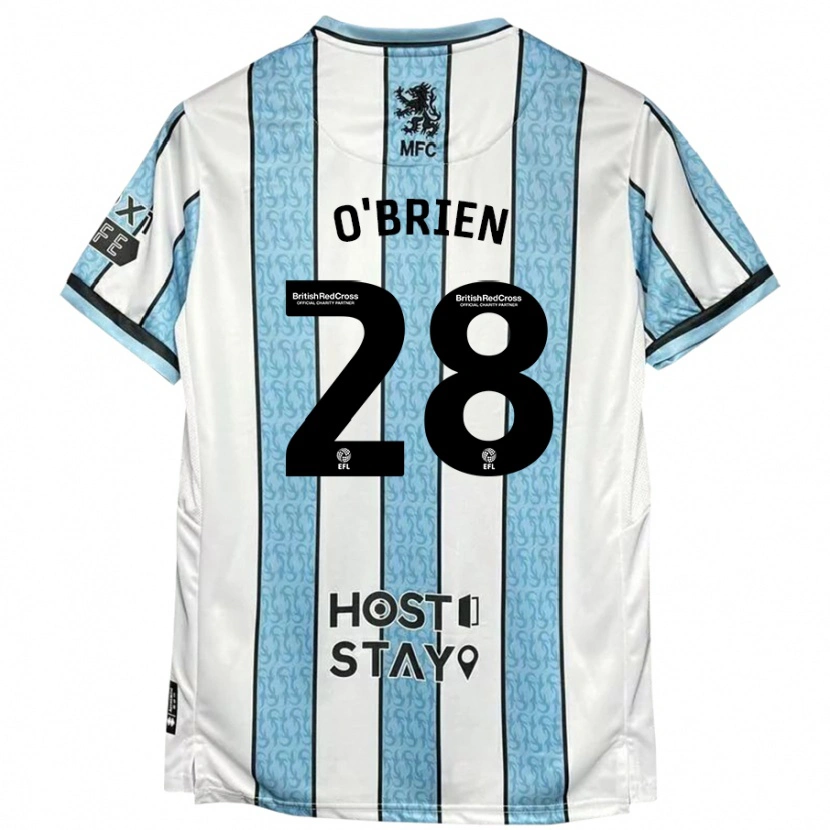 Danxen Kvinder Lewis O'brien #28 Hvid Blå Udebane Spillertrøjer 2024/25 Trøje T-Shirt