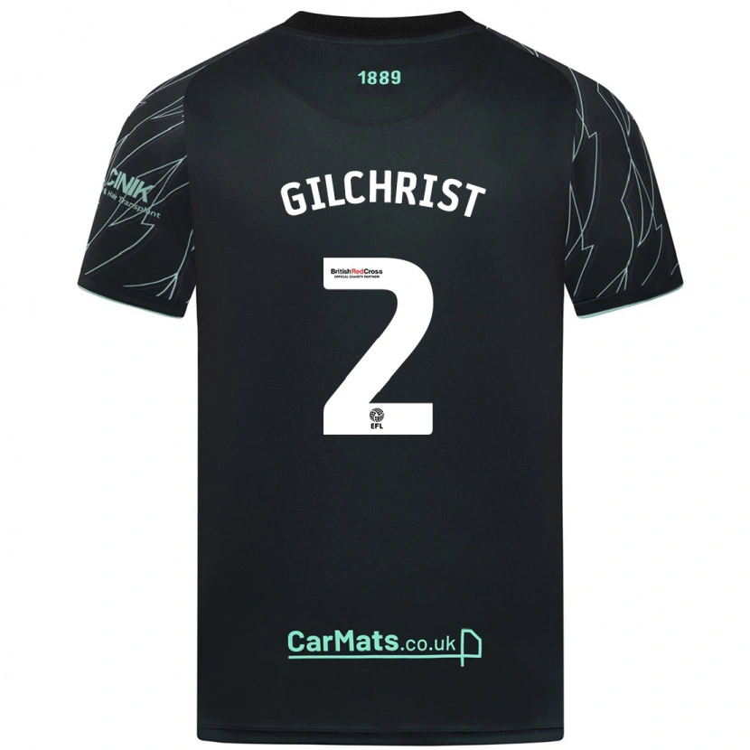 Danxen Kvinder Alfie Gilchrist #2 Sort Grøn Udebane Spillertrøjer 2024/25 Trøje T-Shirt