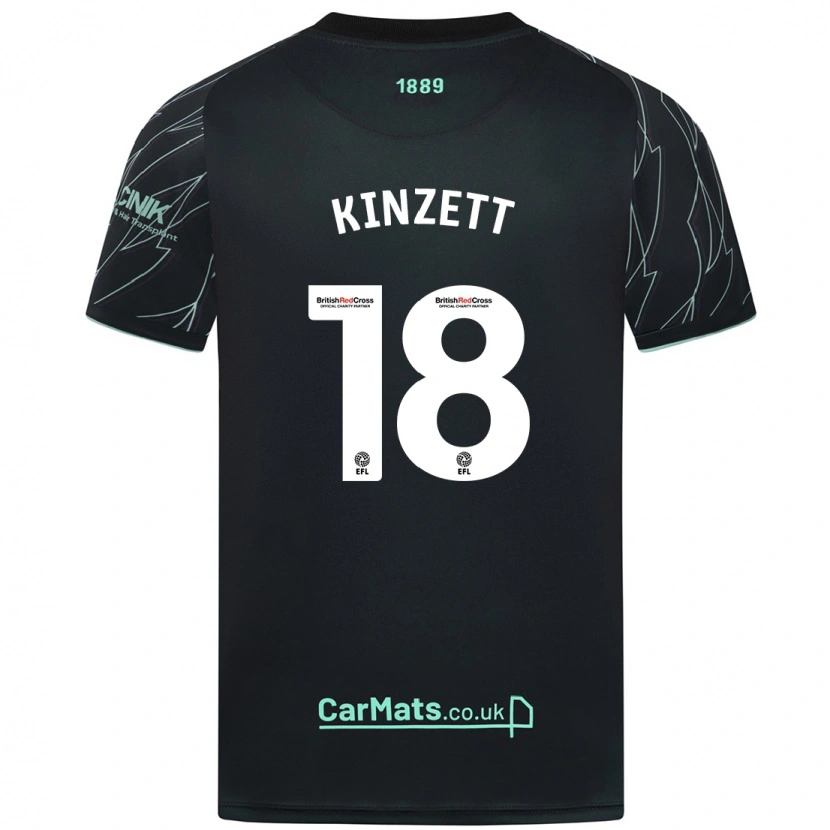 Danxen Kvinder Ella Kinzett #18 Sort Grøn Udebane Spillertrøjer 2024/25 Trøje T-Shirt