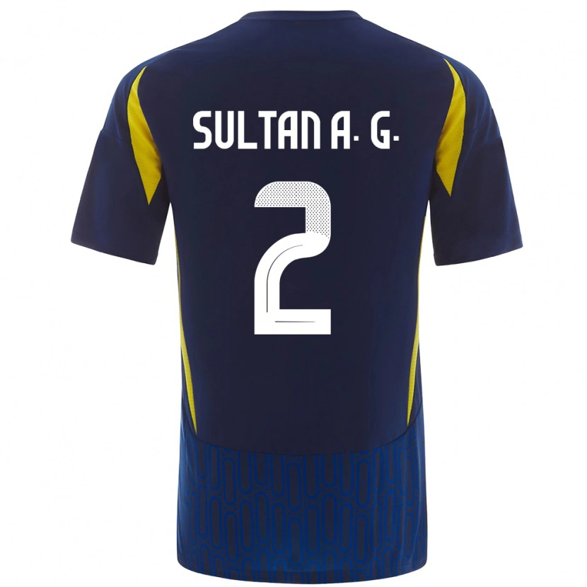 Danxen Kvinder Sultan Al-Ghannam #2 Blå Gul Udebane Spillertrøjer 2024/25 Trøje T-Shirt
