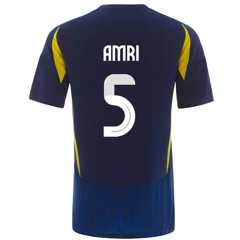 Danxen Kvinder Abdulelah Al-Amri #5 Blå Gul Udebane Spillertrøjer 2024/25 Trøje T-Shirt