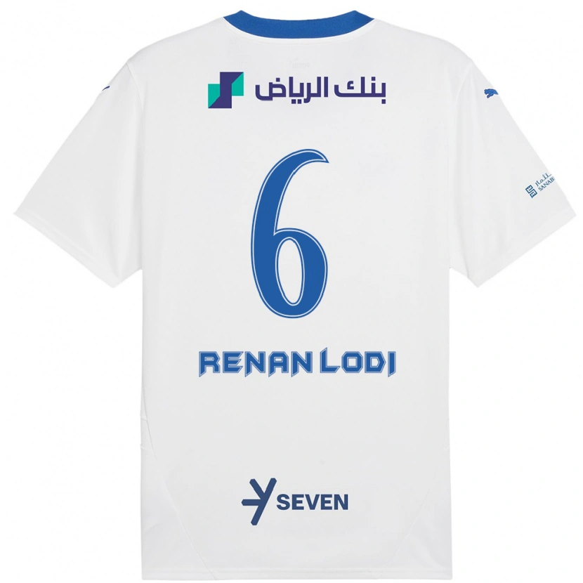 Danxen Kvinder Renan Lodi #6 Hvid Blå Udebane Spillertrøjer 2024/25 Trøje T-Shirt