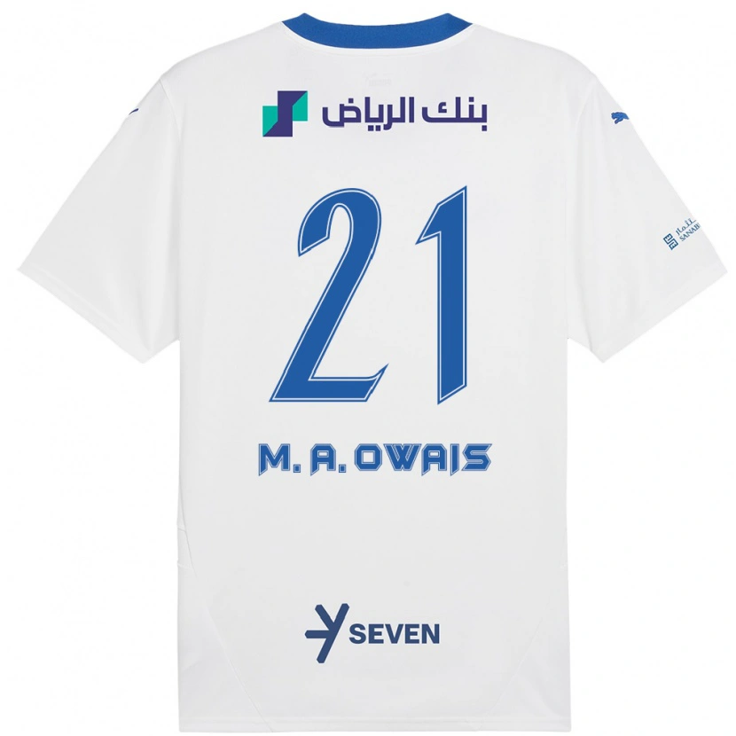 Danxen Kvinder Mohammed Al-Owais #21 Hvid Blå Udebane Spillertrøjer 2024/25 Trøje T-Shirt