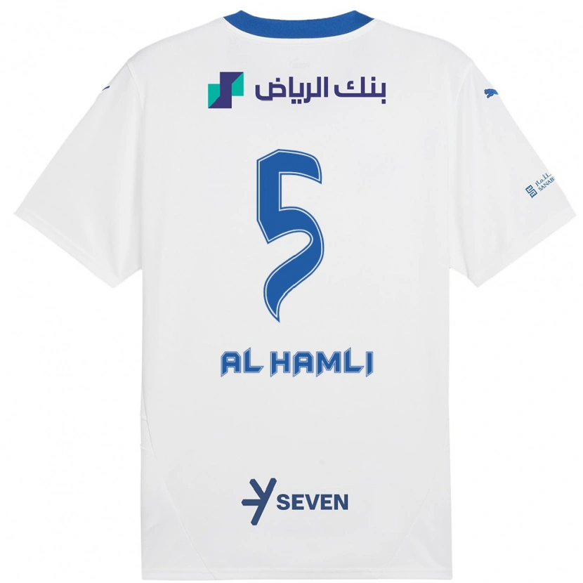 Danxen Kvinder Noura Al-Hamli #5 Hvid Blå Udebane Spillertrøjer 2024/25 Trøje T-Shirt
