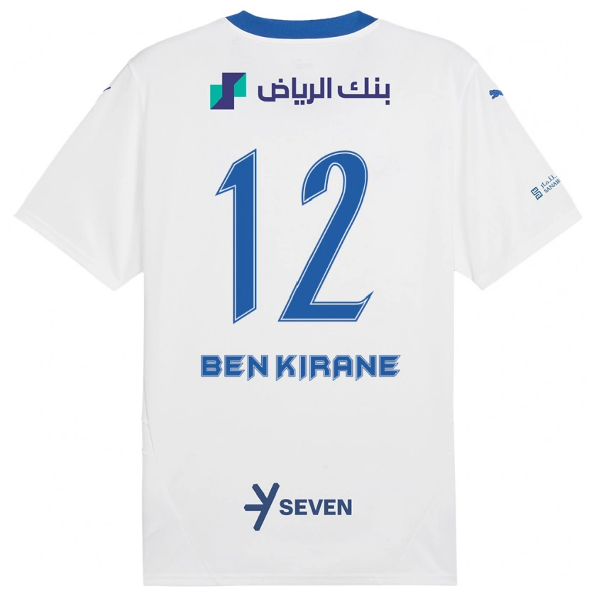 Danxen Kvinder Mariam Ben Kirane #12 Hvid Blå Udebane Spillertrøjer 2024/25 Trøje T-Shirt