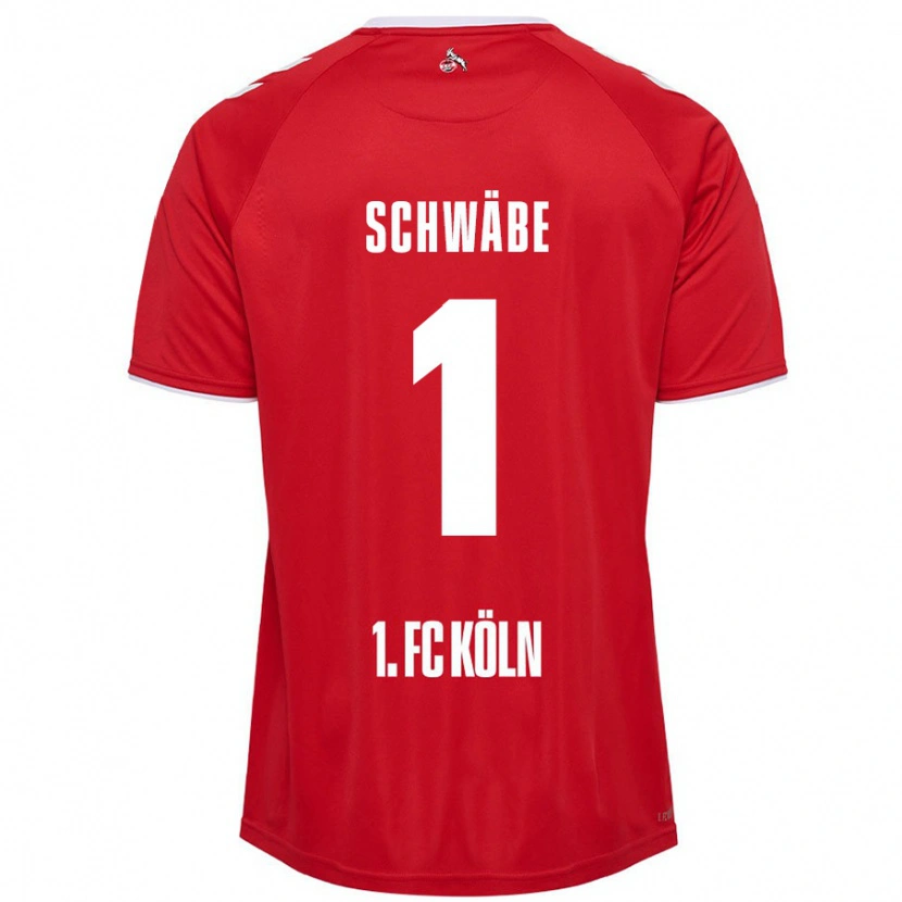 Danxen Kvinder Marvin Schwäbe #1 Rød Hvid Udebane Spillertrøjer 2024/25 Trøje T-Shirt