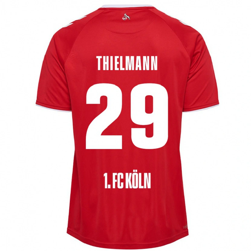 Danxen Kvinder Jan Thielmann #29 Rød Hvid Udebane Spillertrøjer 2024/25 Trøje T-Shirt