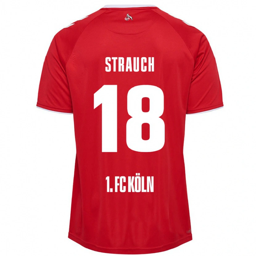 Danxen Kvinder Georg Strauch #18 Rød Hvid Udebane Spillertrøjer 2024/25 Trøje T-Shirt