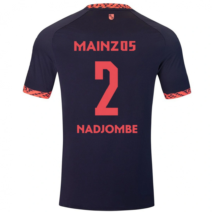 Danxen Kvinder Jean-Marie Nadjombe #2 Blå Koralrød Udebane Spillertrøjer 2024/25 Trøje T-Shirt