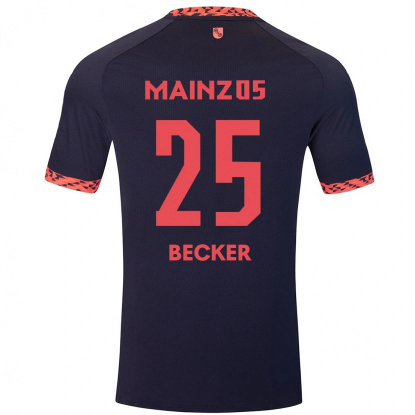 Danxen Kvinder Kathrin Becker #25 Blå Koralrød Udebane Spillertrøjer 2024/25 Trøje T-Shirt