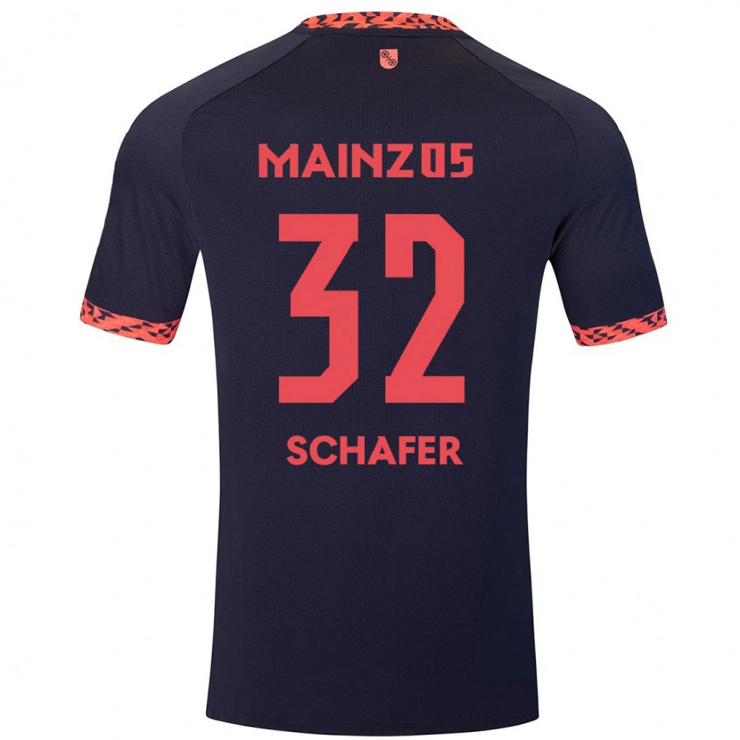 Danxen Kvinder Ann-Christin Schäfer #32 Blå Koralrød Udebane Spillertrøjer 2024/25 Trøje T-Shirt