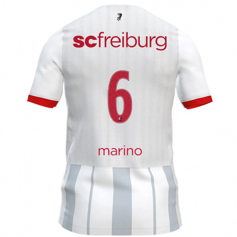 Danxen Kvinder Luca Marino #6 Hvid Grå Udebane Spillertrøjer 2024/25 Trøje T-Shirt