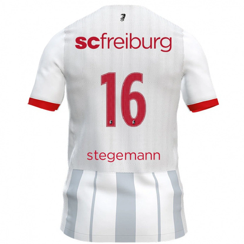 Danxen Kvinder Greta Stegemann #16 Hvid Grå Udebane Spillertrøjer 2024/25 Trøje T-Shirt