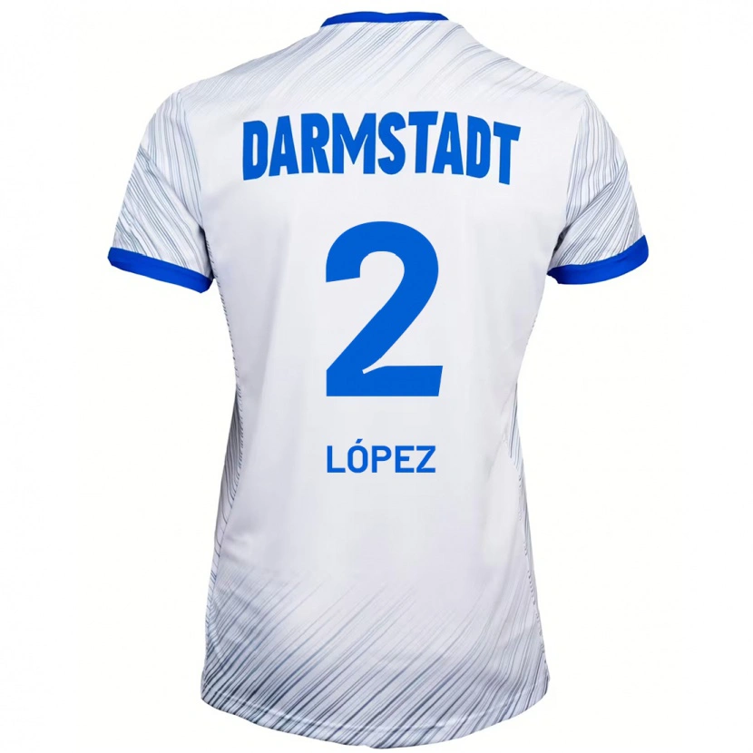 Danxen Kvinder Sergio López #2 Hvid Blå Udebane Spillertrøjer 2024/25 Trøje T-Shirt