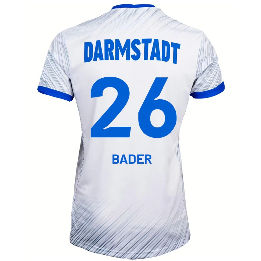 Danxen Kvinder Matthias Bader #26 Hvid Blå Udebane Spillertrøjer 2024/25 Trøje T-Shirt