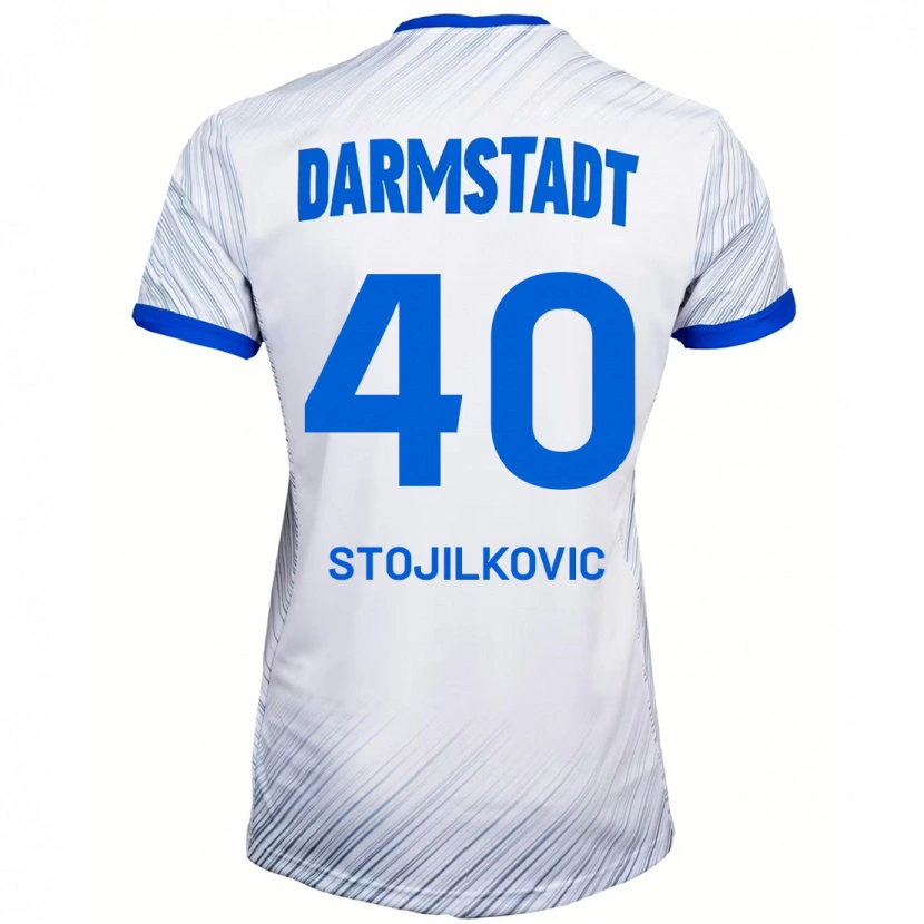 Danxen Kvinder Filip Stojilkovic #40 Hvid Blå Udebane Spillertrøjer 2024/25 Trøje T-Shirt