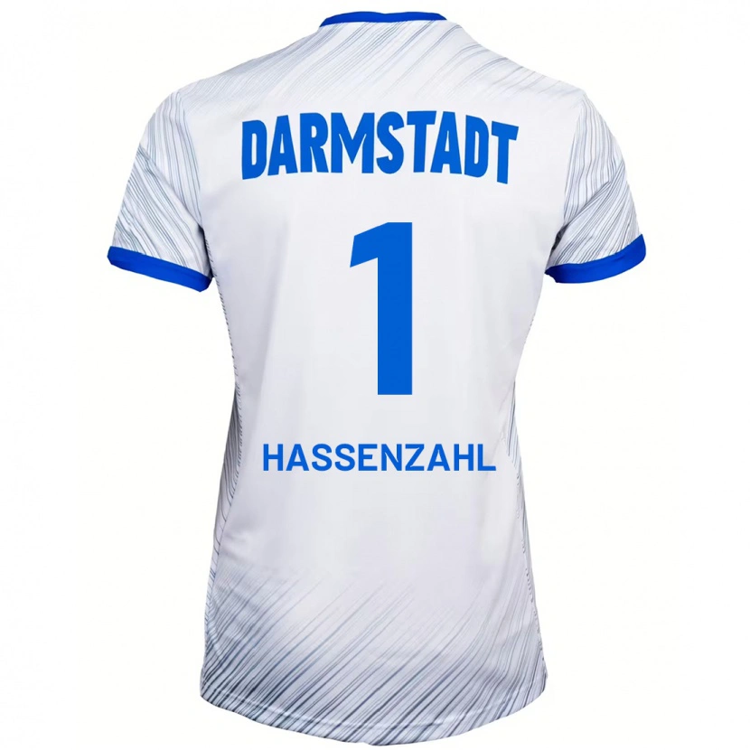Danxen Kvinder Leon Hassenzahl #1 Hvid Blå Udebane Spillertrøjer 2024/25 Trøje T-Shirt