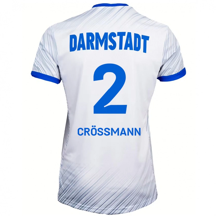 Danxen Kvinder Elias Crößmann #2 Hvid Blå Udebane Spillertrøjer 2024/25 Trøje T-Shirt