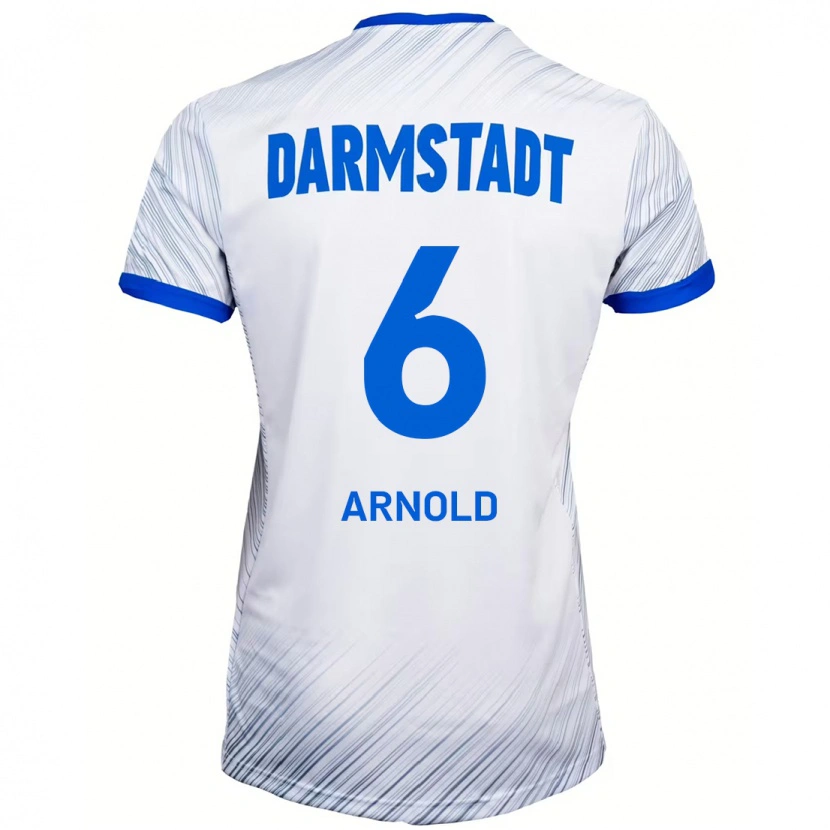 Danxen Kvinder Tim Arnold #6 Hvid Blå Udebane Spillertrøjer 2024/25 Trøje T-Shirt