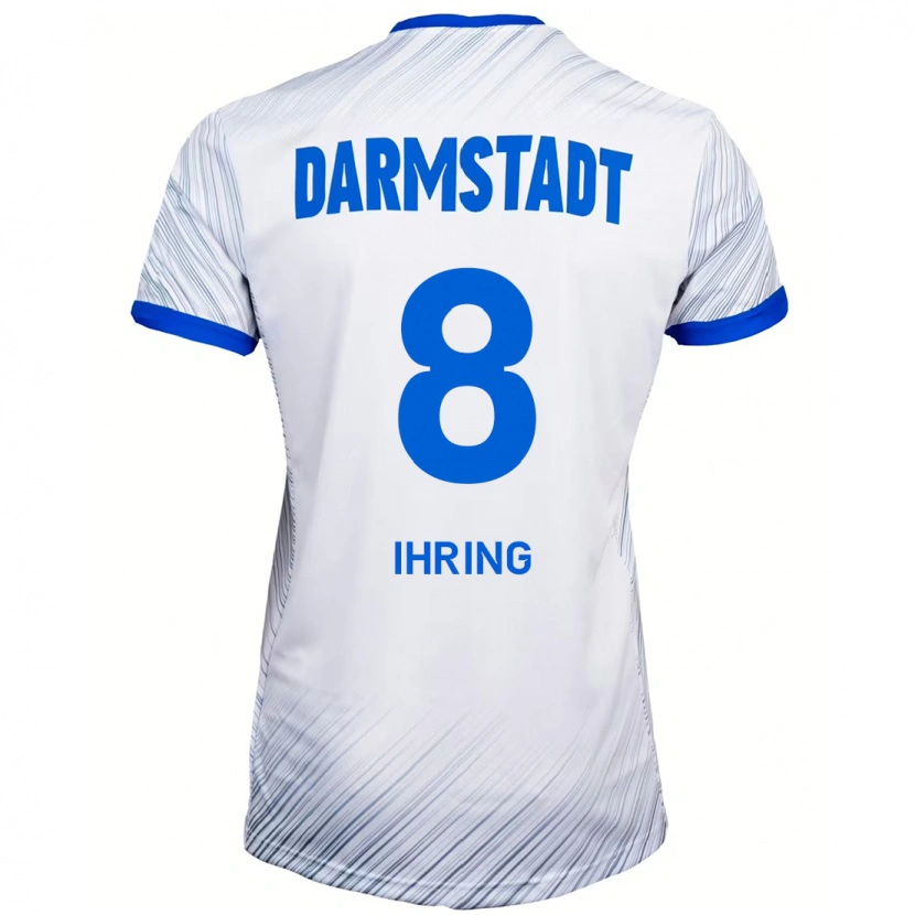 Danxen Kvinder Janis Ihring #8 Hvid Blå Udebane Spillertrøjer 2024/25 Trøje T-Shirt
