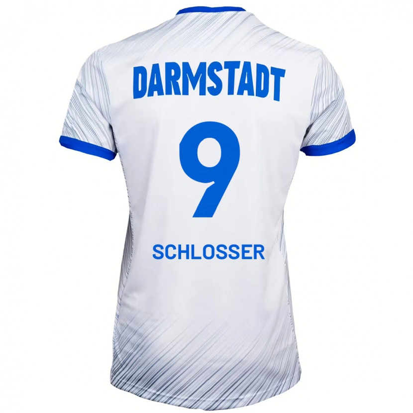 Danxen Kvinder Mika Schlosser #9 Hvid Blå Udebane Spillertrøjer 2024/25 Trøje T-Shirt