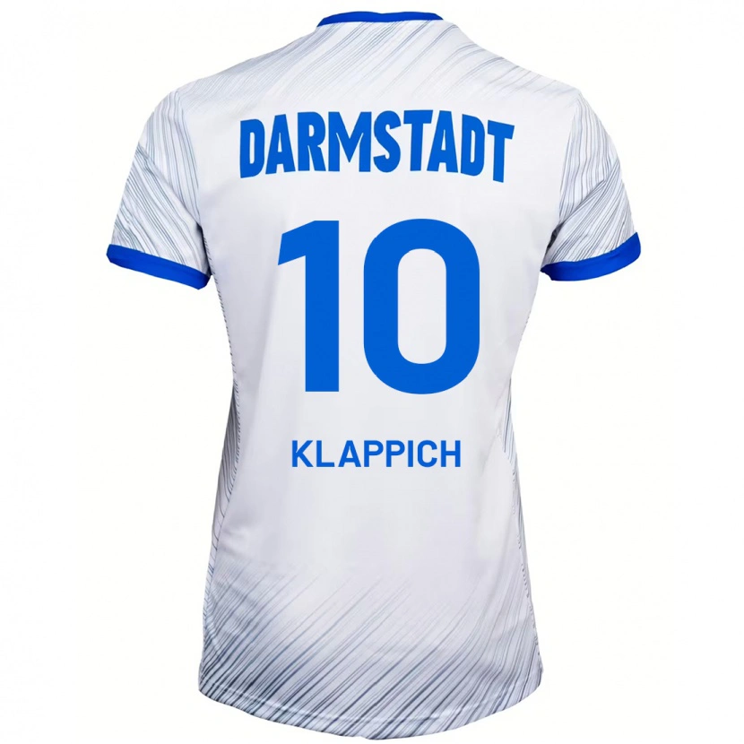 Danxen Kvinder Luis Klappich #10 Hvid Blå Udebane Spillertrøjer 2024/25 Trøje T-Shirt