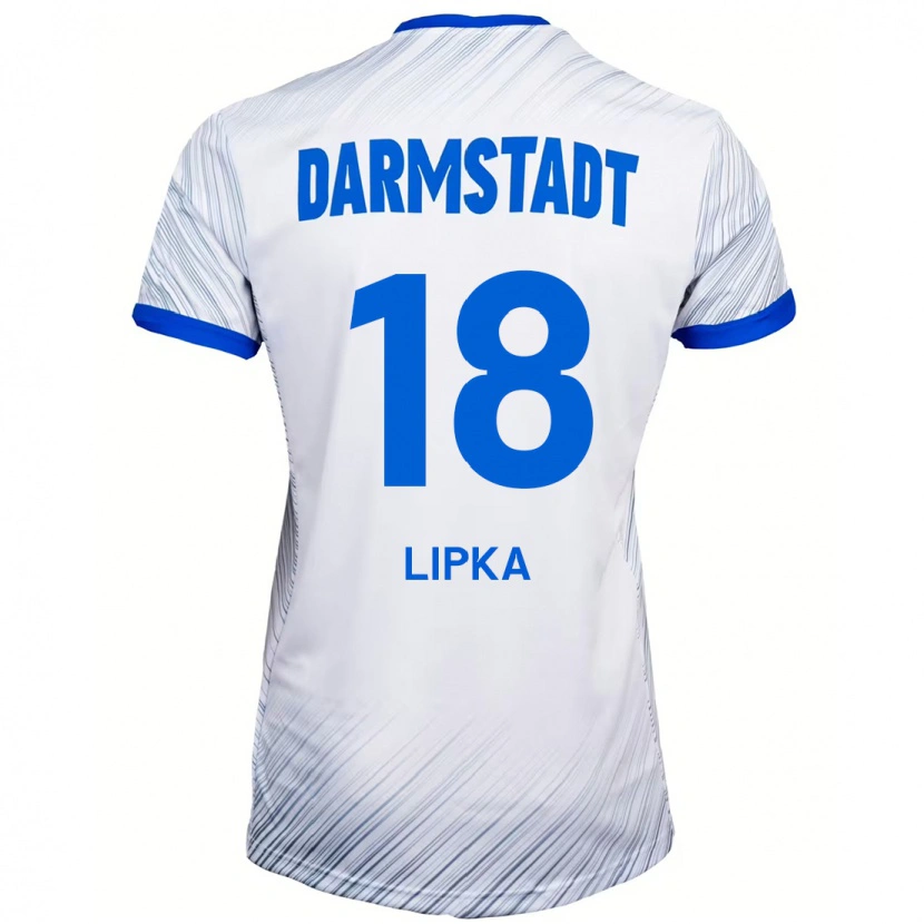 Danxen Kvinder David Lipka #18 Hvid Blå Udebane Spillertrøjer 2024/25 Trøje T-Shirt