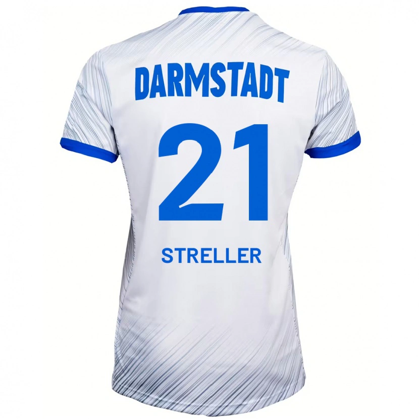 Danxen Kvinder Till Streller #21 Hvid Blå Udebane Spillertrøjer 2024/25 Trøje T-Shirt