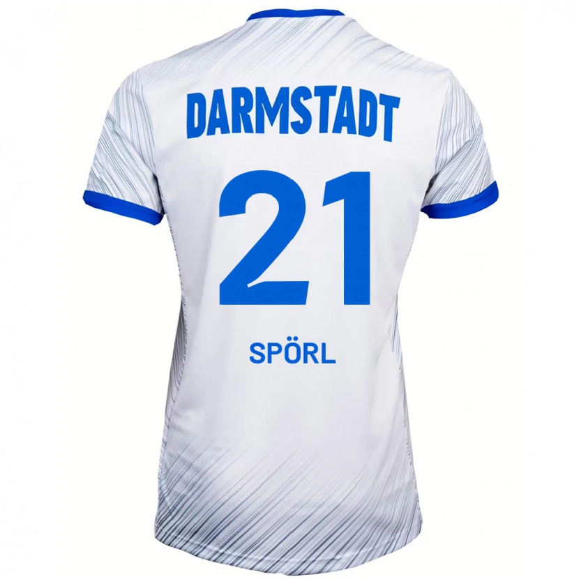 Danxen Kvinder Luca Spörl #21 Hvid Blå Udebane Spillertrøjer 2024/25 Trøje T-Shirt