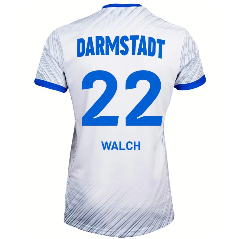 Danxen Kvinder Leon Walch #22 Hvid Blå Udebane Spillertrøjer 2024/25 Trøje T-Shirt