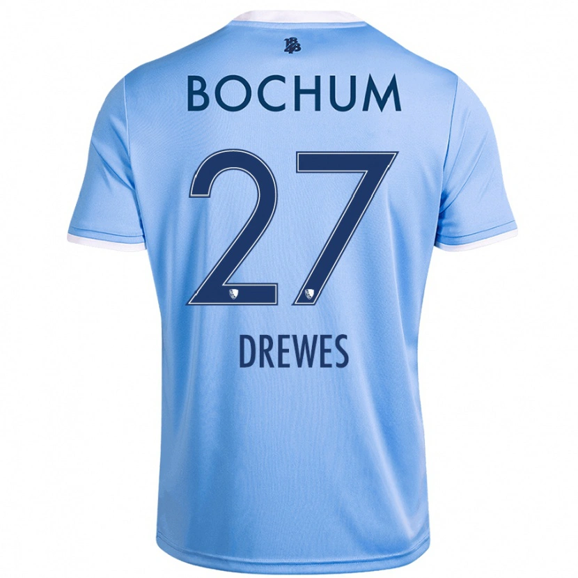 Danxen Kvinder Patrick Drewes #27 Himmelblå Udebane Spillertrøjer 2024/25 Trøje T-Shirt