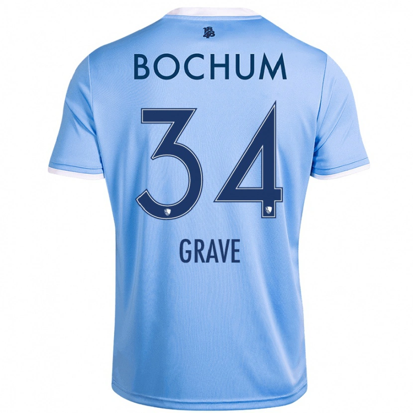 Danxen Kvinder Paul Grave #34 Himmelblå Udebane Spillertrøjer 2024/25 Trøje T-Shirt