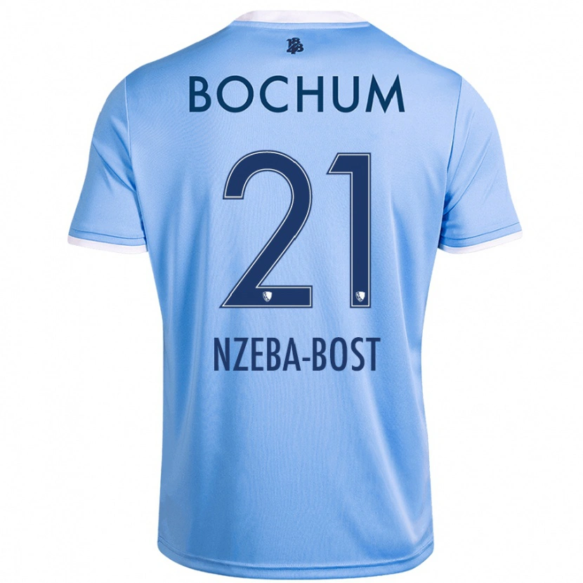 Danxen Kvinder Jan Nzeba-Bost #21 Himmelblå Udebane Spillertrøjer 2024/25 Trøje T-Shirt