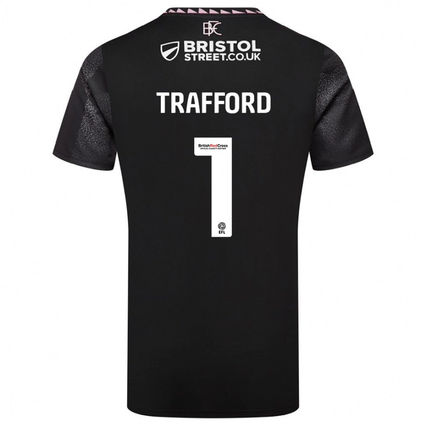 Danxen Kvinder James Trafford #1 Sort Udebane Spillertrøjer 2024/25 Trøje T-Shirt