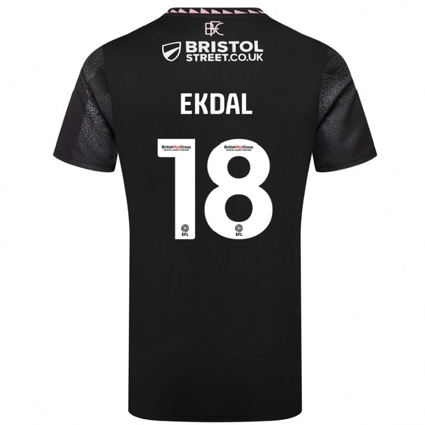 Danxen Kvinder Hjalmar Ekdal #18 Sort Udebane Spillertrøjer 2024/25 Trøje T-Shirt