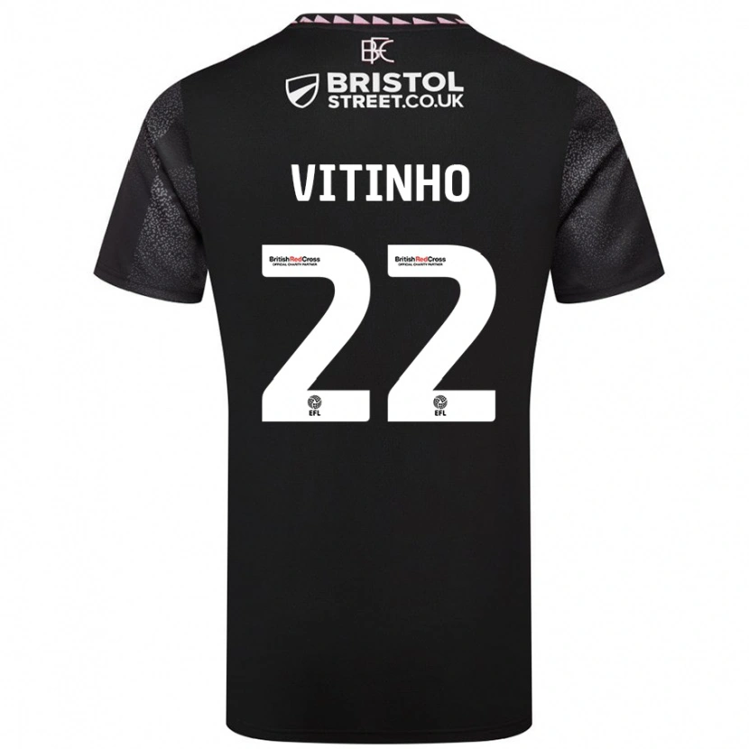 Danxen Kvinder Vitinho #22 Sort Udebane Spillertrøjer 2024/25 Trøje T-Shirt