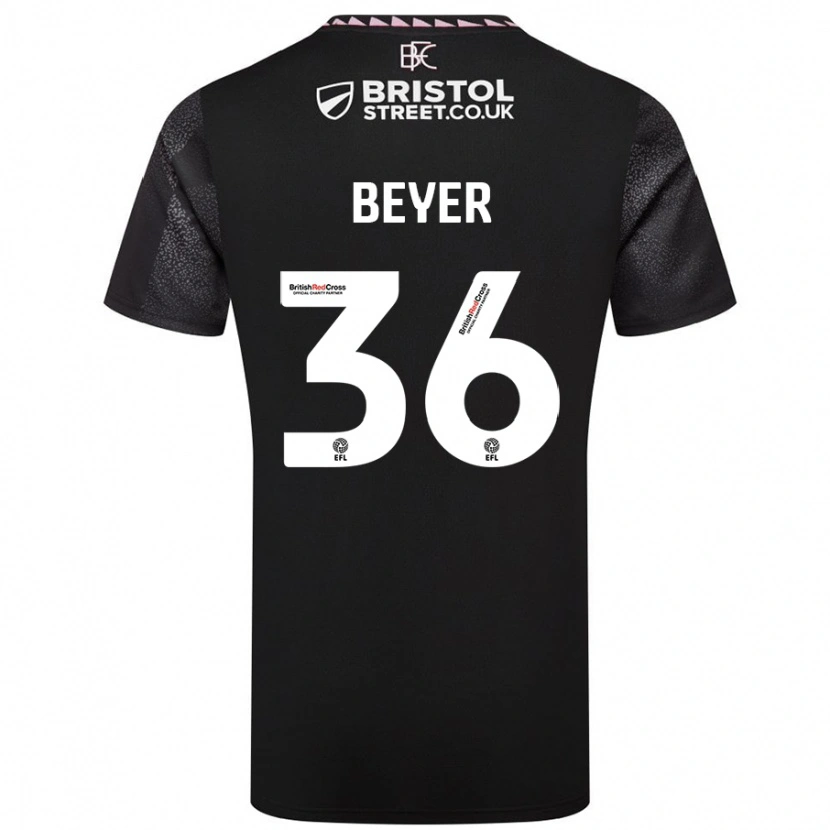 Danxen Kvinder Jordan Beyer #36 Sort Udebane Spillertrøjer 2024/25 Trøje T-Shirt