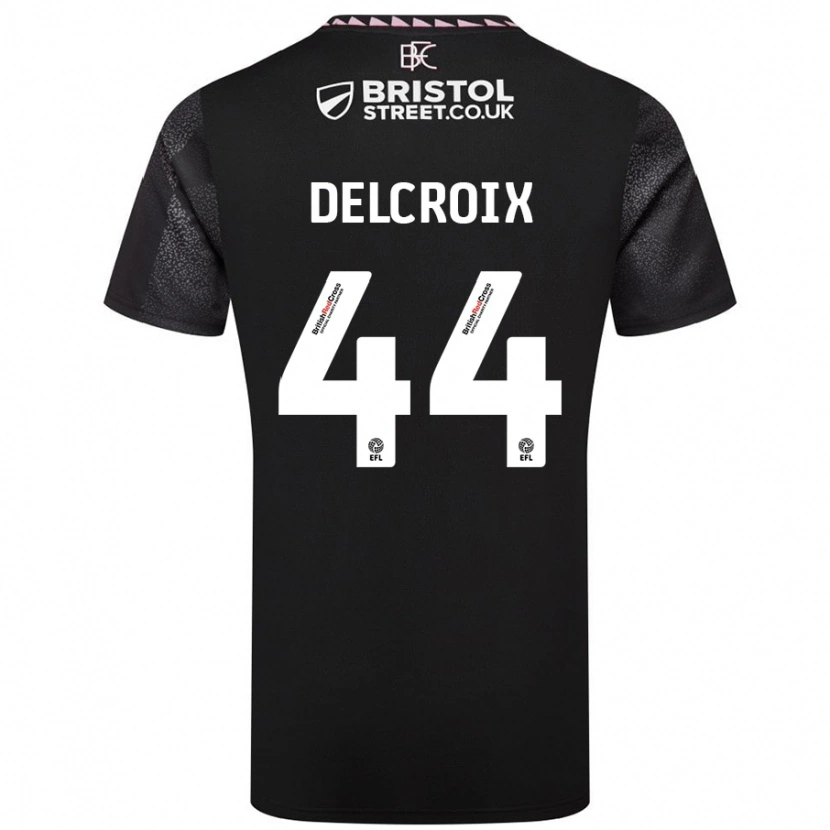 Danxen Kvinder Hannes Delcroix #44 Sort Udebane Spillertrøjer 2024/25 Trøje T-Shirt