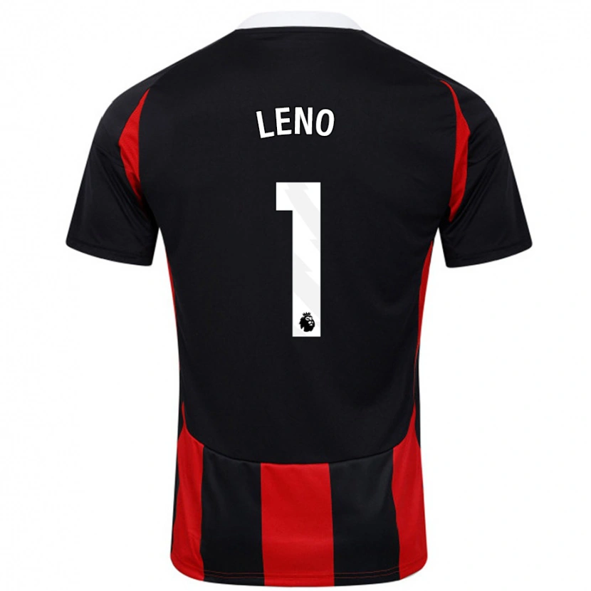 Danxen Kvinder Bernd Leno #1 Sort Rød Udebane Spillertrøjer 2024/25 Trøje T-Shirt