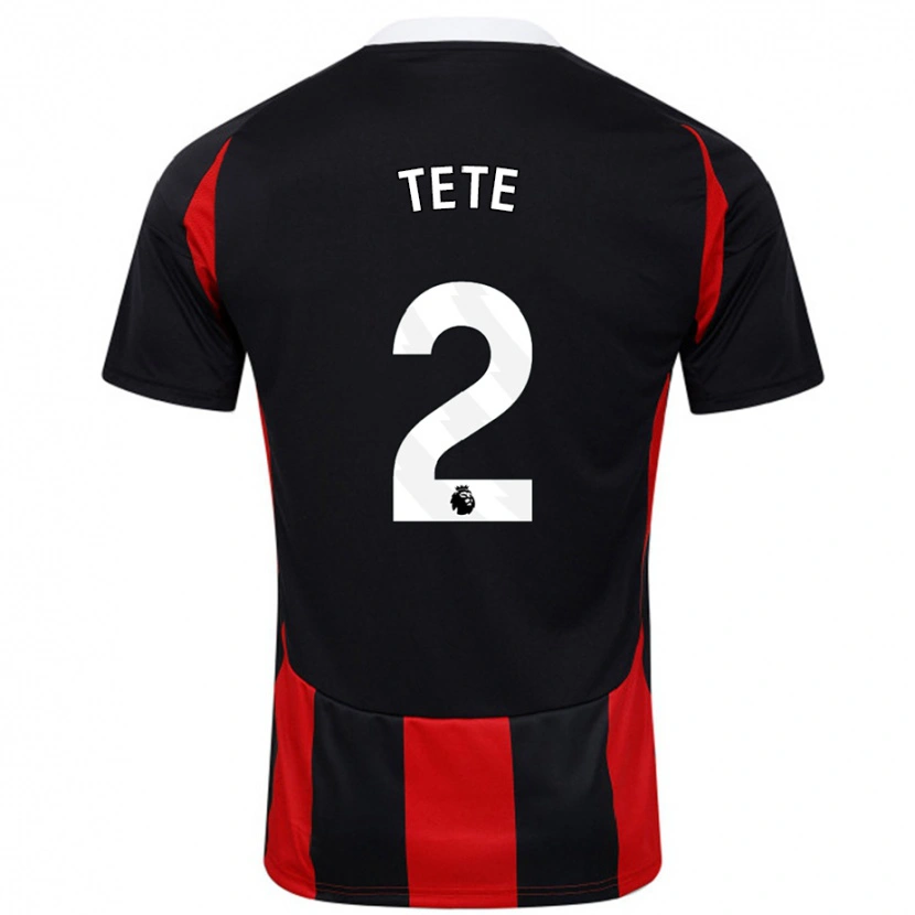 Danxen Kvinder Kenny Tete #2 Sort Rød Udebane Spillertrøjer 2024/25 Trøje T-Shirt