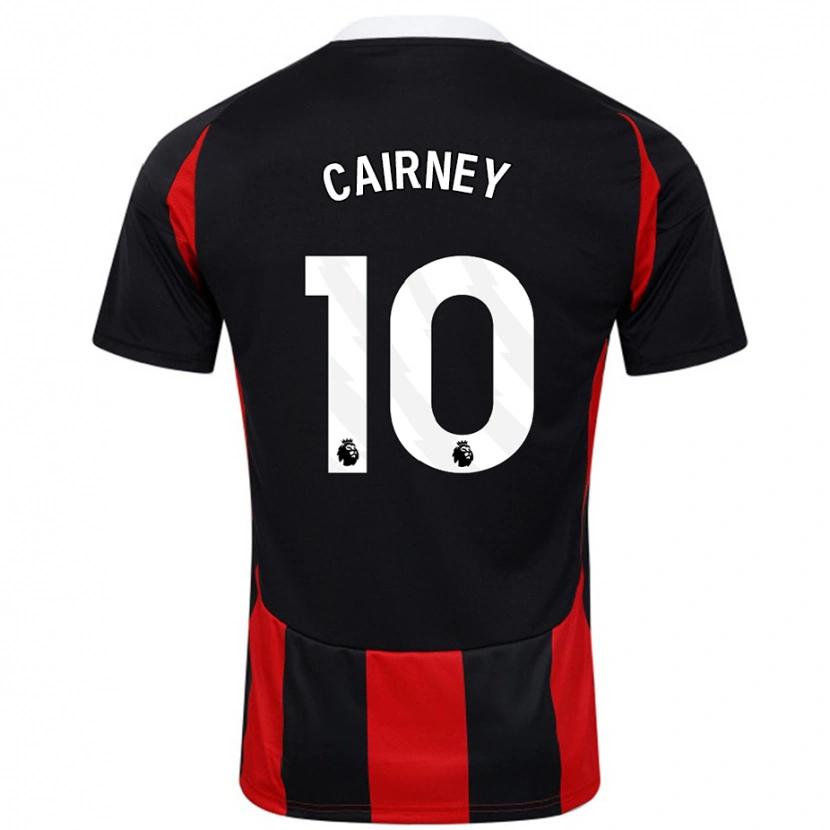 Danxen Kvinder Tom Cairney #10 Sort Rød Udebane Spillertrøjer 2024/25 Trøje T-Shirt