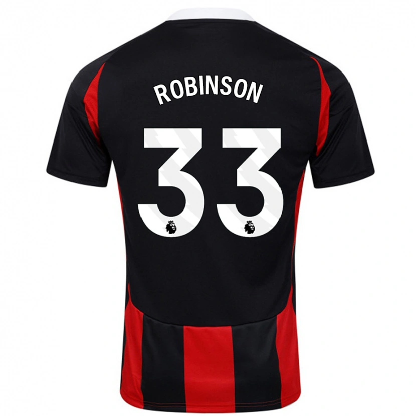Danxen Kvinder Antonee Robinson #33 Sort Rød Udebane Spillertrøjer 2024/25 Trøje T-Shirt