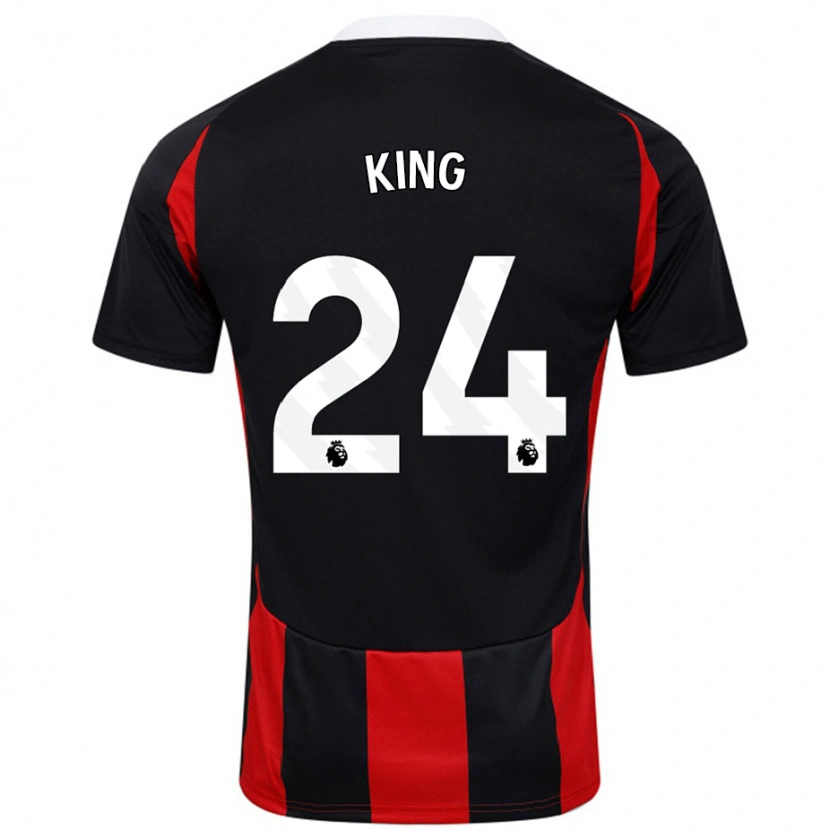 Danxen Kvinder Joshua King #24 Sort Rød Udebane Spillertrøjer 2024/25 Trøje T-Shirt
