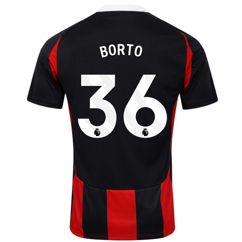 Danxen Kvinder Alex Borto #36 Sort Rød Udebane Spillertrøjer 2024/25 Trøje T-Shirt